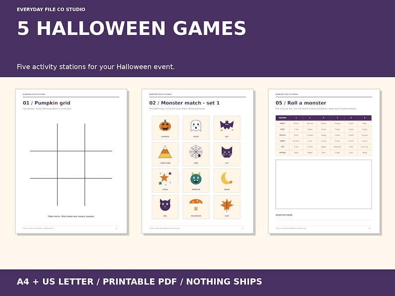 Trunk or Treat Games, 5 Halloween Activity Stations with Instructions (Printable PDF)