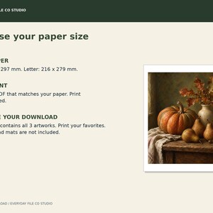 Autumn Woodland Wall Art Set of 3, Fox, Pumpkin Still Life and Golden Forest Prints, Fall Decor Digital Download