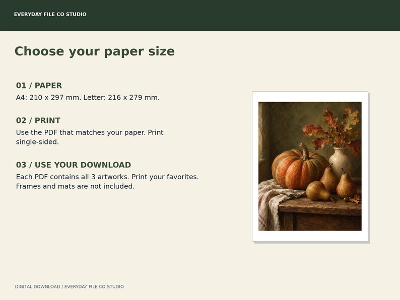 Autumn Woodland Wall Art Set of 3, Fox, Pumpkin Still Life and Golden Forest Prints, Fall Decor Digital Download