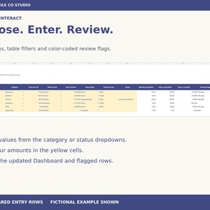 Subscription Tracker Excel Spreadsheet, Recurring Cost Calculator and Renewal Date Organizer