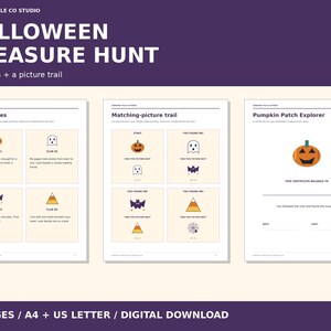 Halloween Treasure Hunt Printable, 12 Riddle Clues and Picture Trail for Kids (PDF)