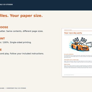 Race Car Birthday Party Printables, Games, Signs, Driver Badges and Favor Tags, Orange Racing Party Kit, PDF Download