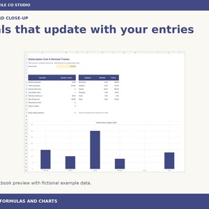 Subscription Tracker Excel Spreadsheet, Recurring Cost Calculator and Renewal Date Organizer