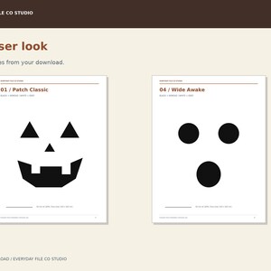 Pumpkin Carving Stencils Printable, 10 Jack O Lantern Face Templates with Transfer Guide, Halloween PDF Download