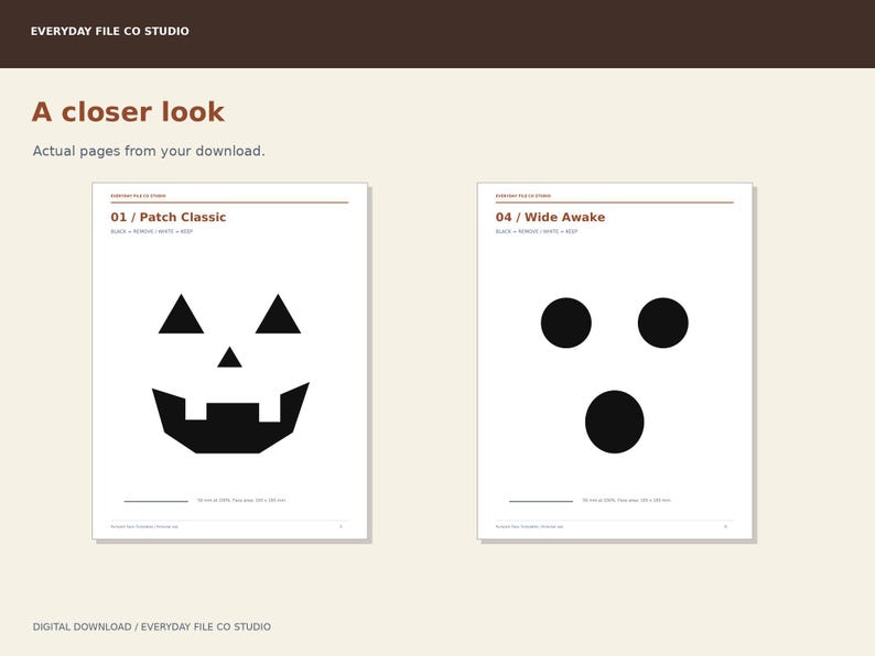 Pumpkin Carving Stencils Printable, 10 Jack O Lantern Face Templates with Transfer Guide, Halloween PDF Download