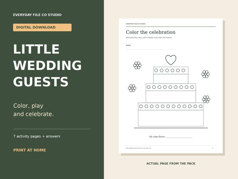 Kids Wedding Activity Pack Printable, Coloring, Bingo, Word Search and Maze