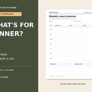 Weekly Meal Planner Printable PDF with Grocery List and Pantry Inventory