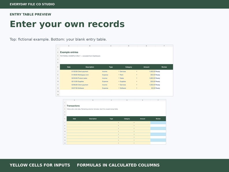 Small Business Income and Expense Tracker Excel Spreadsheet, Monthly Cash Dashboard