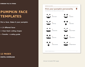 Modelli stampabili di facce di zucca, 10 disegni per Halloween (download in PDF)