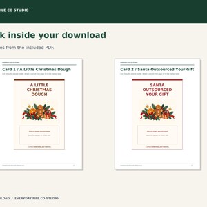 Printable Christmas Money Gift Cards, 8 Funny Cash Card Designs with Paper Pockets and Gift Tags, A4 & Letter PDF