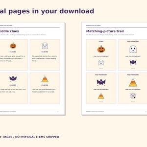 Halloween Treasure Hunt Printable, 12 Riddle Clues and Picture Trail for Kids (PDF)