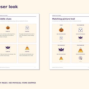 Halloween Treasure Hunt Printable, 12 Riddle Clues and Picture Trail for Kids (PDF)