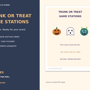 Trunk or Treat Games, 5 Halloween Activity Stations with Instructions (Printable PDF)