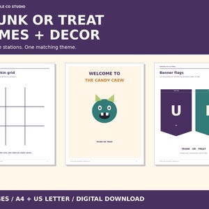 Trunk or Treat Printable Bundle, 5 Games, Candy Crew Signs and Banner (PDF)