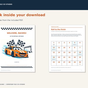 Race Car Birthday Party Printables, Games, Signs, Driver Badges and Favor Tags, Orange Racing Party Kit, PDF Download