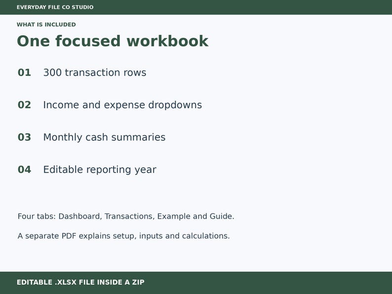 Small Business Income and Expense Tracker Excel Spreadsheet, Monthly Cash Dashboard