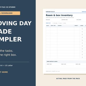 Moving Planner Printable PDF, Packing Checklist and Box Inventory