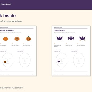 Halloween Face Paint Practice Pack, 8 Cheek Designs, Menu and Face Charts (PDF)