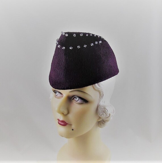 Womens Hats 38 Red Burgundy Fur Felt Long Hair Cloche Etsy