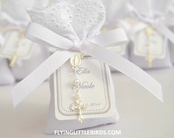 Lavender Sachet Favors with Rosary | Baptism, First Communion
