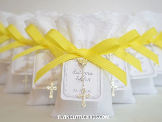 Baptism Favors Lavender Sachet Favors With Rosary Yellow Etsy