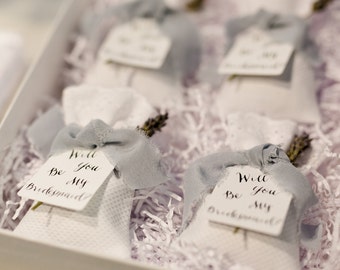 Will you be my bridesmaid? Gift Proposal for Bridesmaid - Bridesmaid Gift Idea - Set with 4 lavender sacher