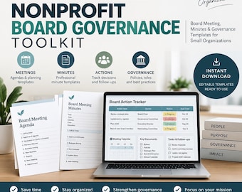 Nonprofit Board Governance Toolkit | Meeting, Minutes, Templates (Digital Download)