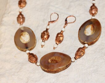 Two-sided Agate and Copper Necklace