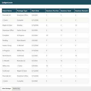 Personal Trainer Client Session Tracker Spreadsheet | Fitness Coach Package and Income Log | Google Sheets Excel Template