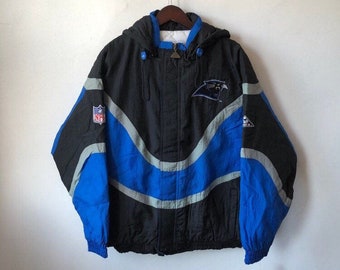 1点限りVINTAGE ヴィンテージ Panthers Jacket L Vintage Full-Snap Black Satin Carolina Panthers Jacket