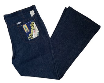 vintage wrangler dark wash flare jeans talla 40x32 deadstock NWT 70s made in USA