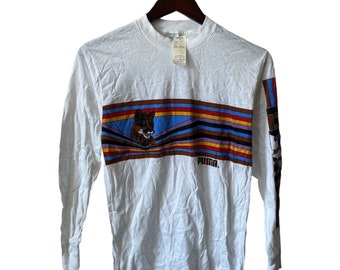 vintage PUMA long sleeve graphic t-shirt mens size small deadstock NWT 80s 1982 made in USA