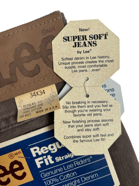 vintage lee dark mauve tapered leg jeans size 34x… - image 5