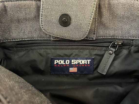 vintage polo sport ralph lauren denim leather tot… - image 4