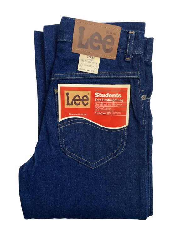 vintage lee dark denim trim fit straight leg jean… - image 2