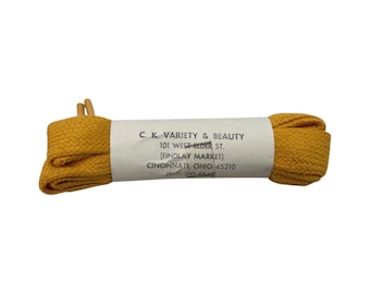 Cordones de zapatos vintage con cordones gruesos, color amarillo, stock nuevo, años 80, fabricados en EE. UU.