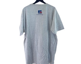 Vintage 1980s Russell Athletics Graphic Ringer T Shirt / Vintage T