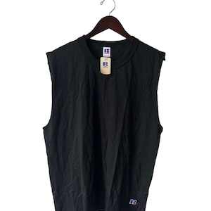 vintage russell athletic basketball cutoff muscle tank shirt mens size large deadstock NWT 90s made in USA