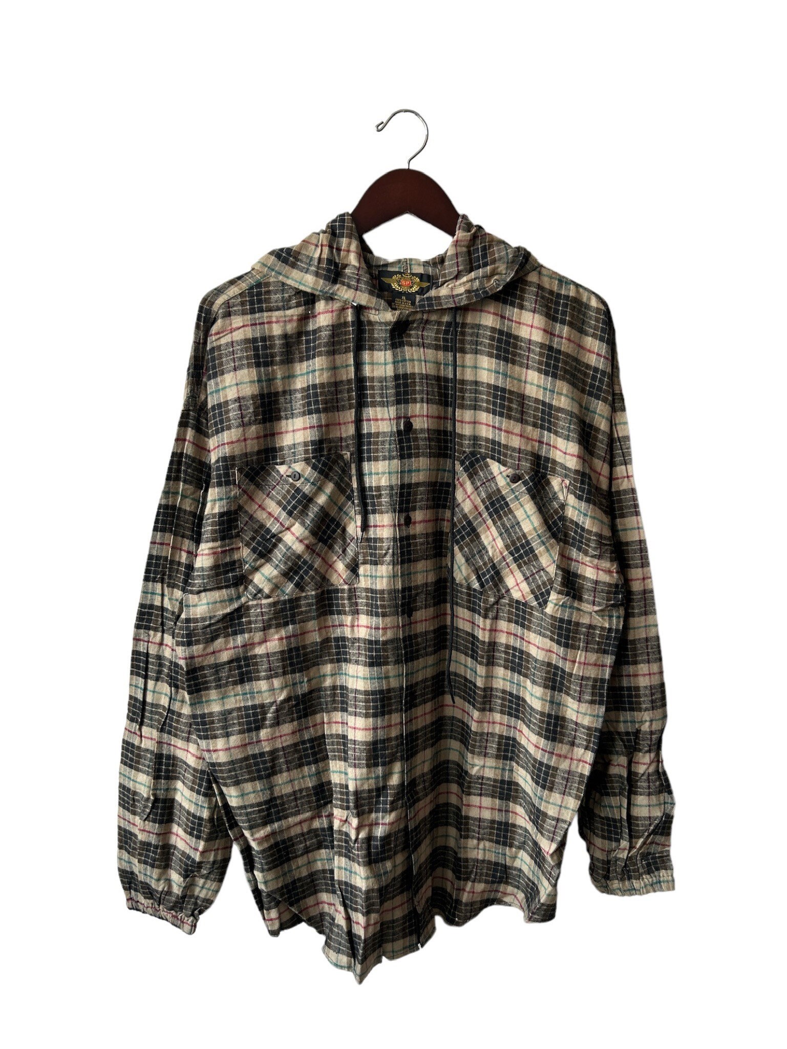 Oversized flannel hoodie sale