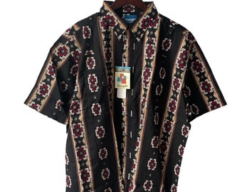 vintage Wrangler Checotah Western Shirt Herren Größe XXL Deadstock Neu mit Etikett 90er Jahre