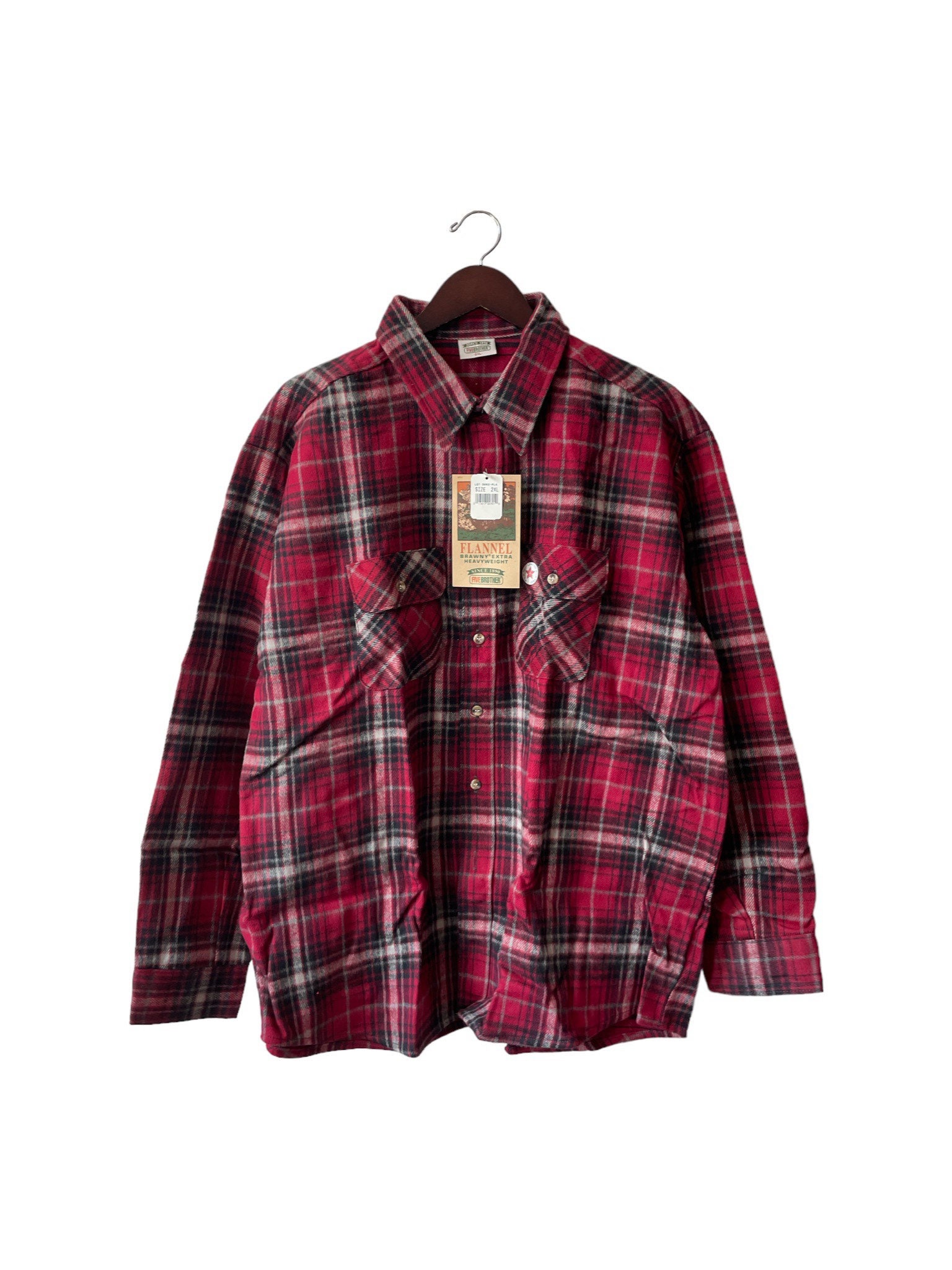 Vintage Five Brother Brawny Heavyweight Plaid Flannel Shirt Mens