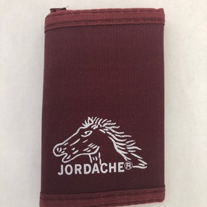 vintage jordache maroon nylon trifold wallet deadstock NWOT 80s