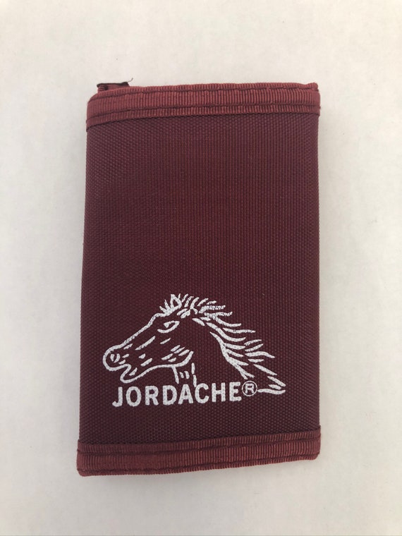 vintage jordache maroon nylon trifold wallet dead… - image 1