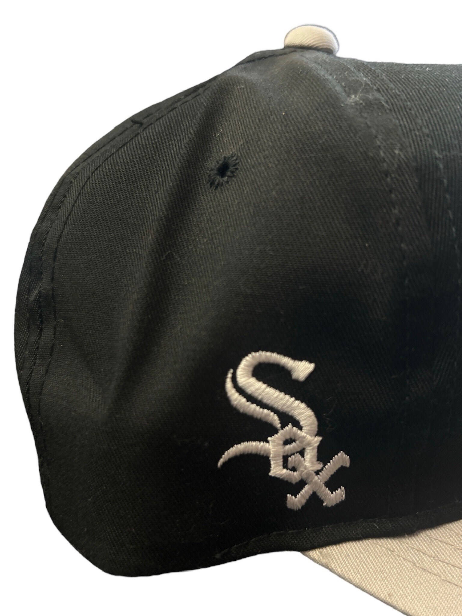 Chicago White Sox Canvas Felt Retro Crown 9FIFTY Strapback  VINTAGE Chicago White Sox Hat Cap Snap Back KMG New Era Pro Model Black MLB 90s display picture 1