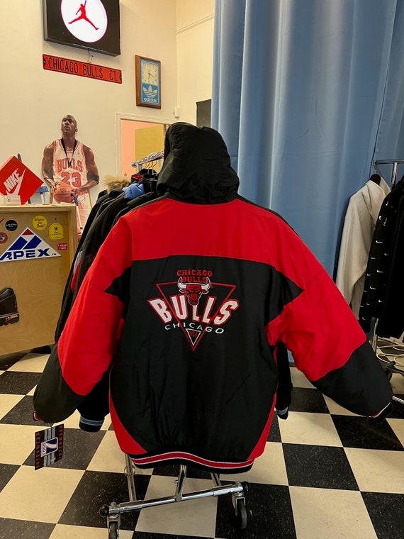 Buy Vintage Logo 7 BRED Chicago Bulls Jacket Coat Mens Size Large