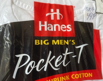 Vintage Hanes Pocket Tshirt Mens Size 2XL Deadstock NIP 1997
