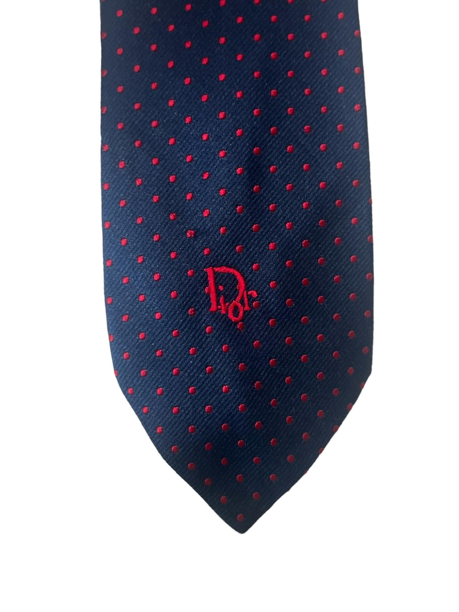 christian dior blue tie with red circles