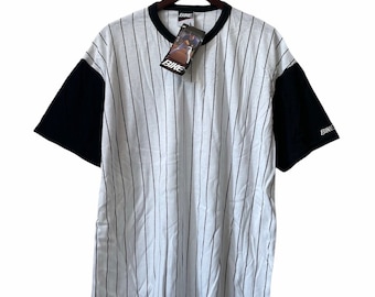 vintage bike pinstripe henley shirt mens size large deadstock NWT 90s