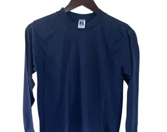 Vintage Russell Athletic Pro Cotton Striped T-shirt XL Gray/navy