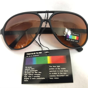 vintage frames aviators sunglasses black adult OSFA deadstock NIP 90s brown lens